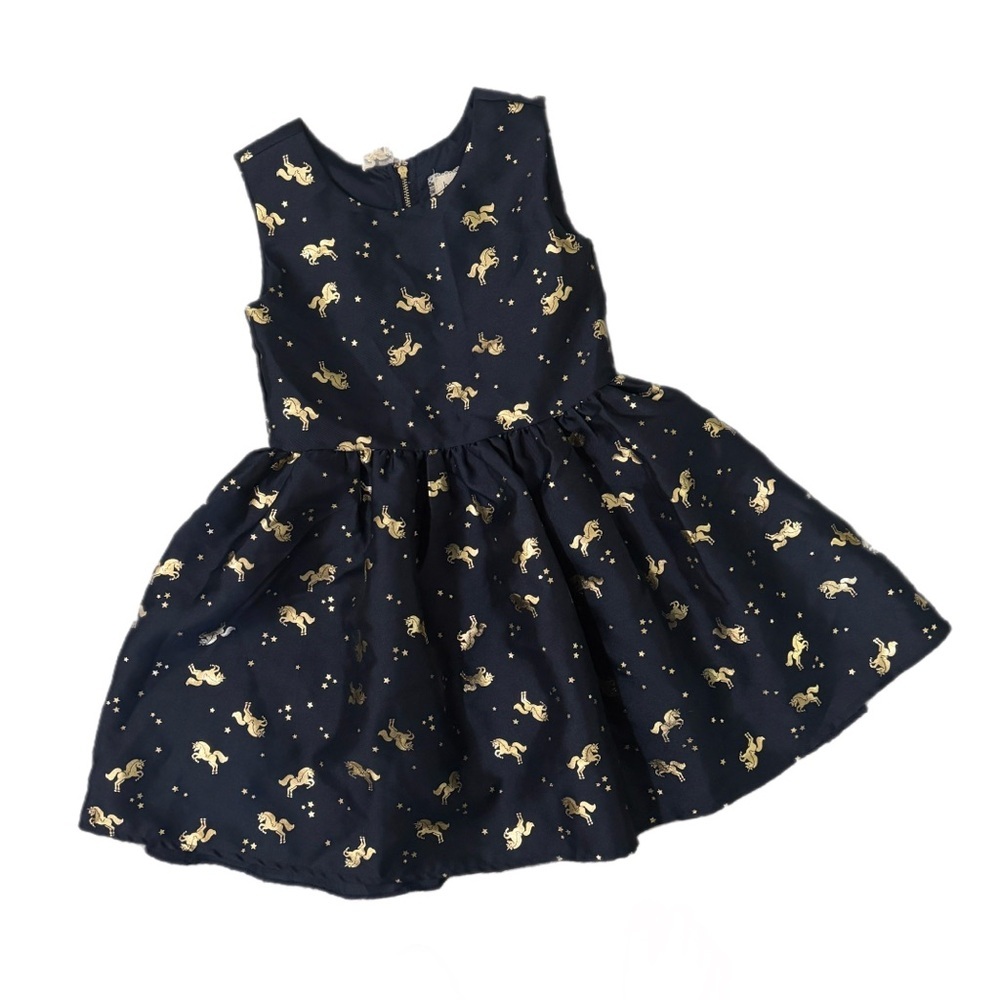 BTWEEN Navy and Gold Unicorn Dress with Tulle Underlay